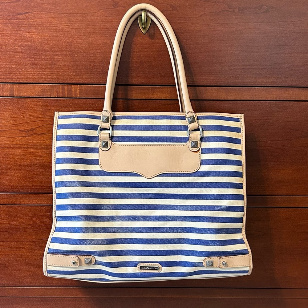 Rebecca Minkoff Striped Blue and Tan Tote